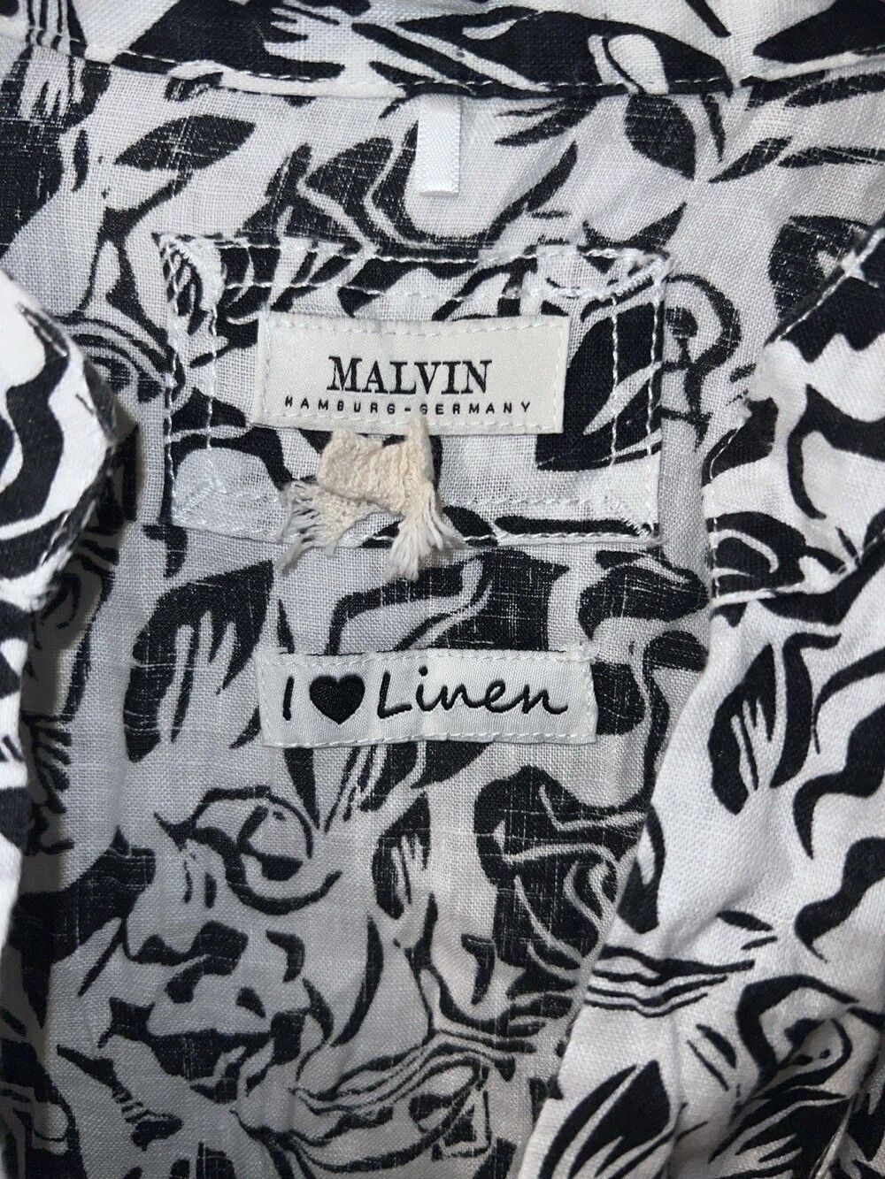 Malvin I Love Linen Shirt Womens M Floral V Neck Tunic Blouse Bell Sleeve Boho - Picture 4 of 12